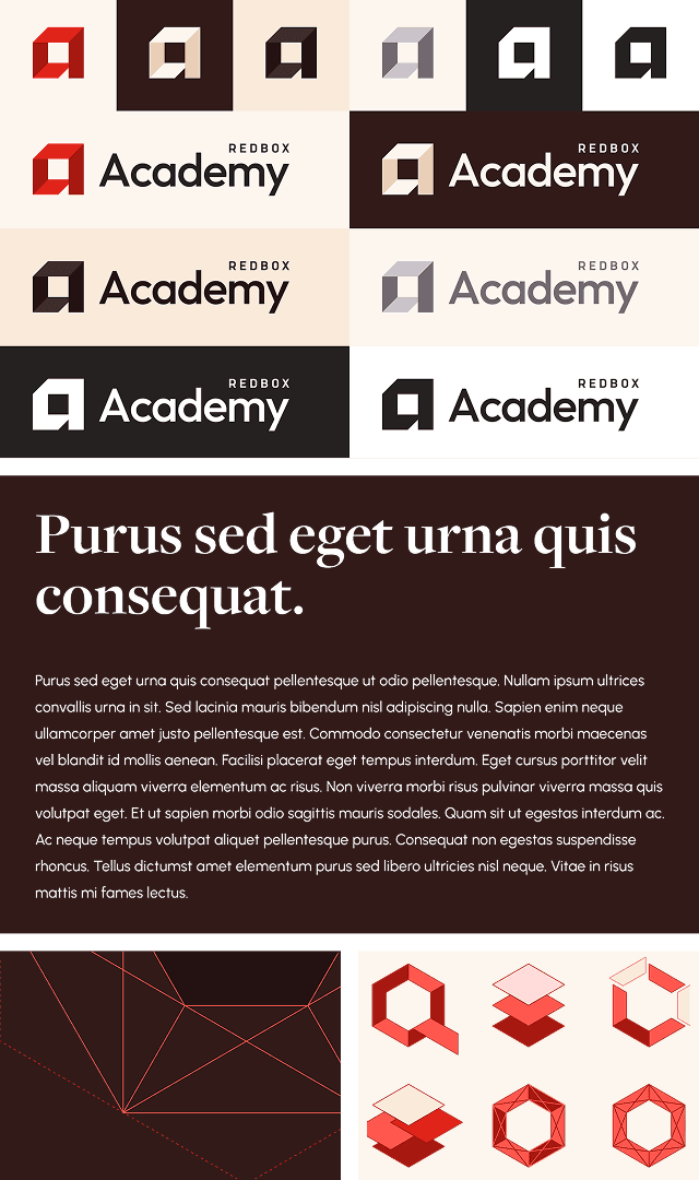 Overview of the logo and brand applications for the final result