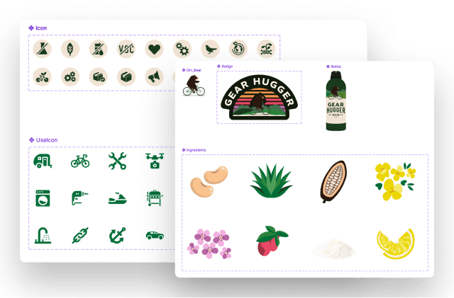 A set of icon components with different variables